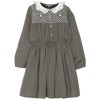 ! T066-fille-robe-viscose-smocks-broderies-carreaux-puce!
